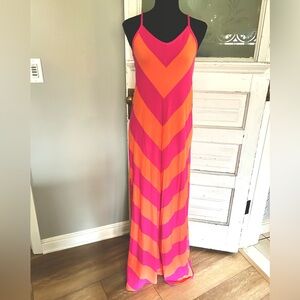 GAP Pink and Orange Chevron Spaghetti Strap Maxi Dress
